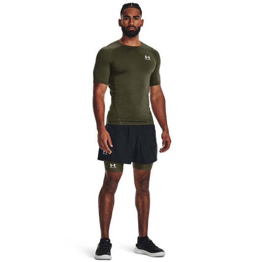 Męska koszulka kompresyjna z HeatGear Under Armour HG ARMOUR COMP SS Marine OD Green / Black 1361518-390