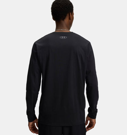 Męska koszulka z długim rękawem Charged Cotton Under Armour UA SPORTSTYLE LEFT CHEST LS Black / White 1329585-002