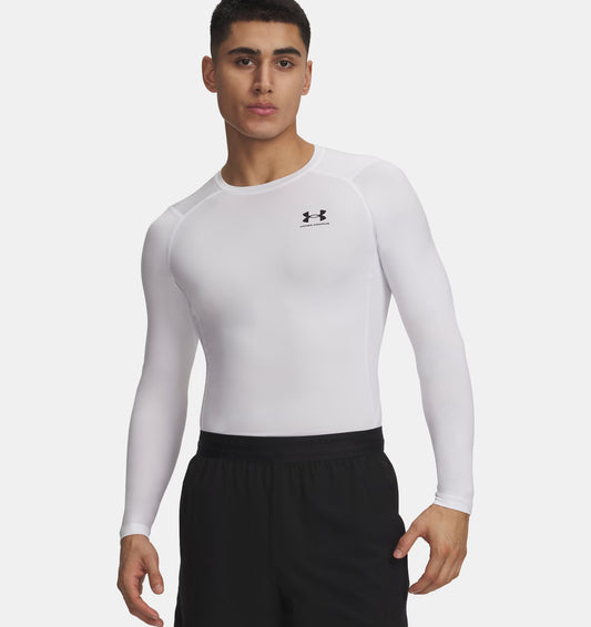 Męska koszulka kompresyjna z HeatGear Under Armour UA HG ARMOUR COMP LS White / Black 1361524-100
