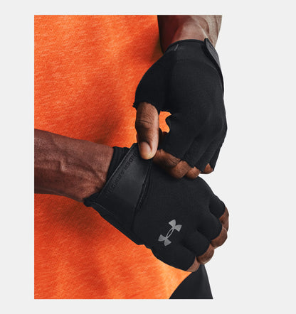 Męskie rękawiczki treningowe z Leather Palm Under Armour Training Gloves Black 1369826-001