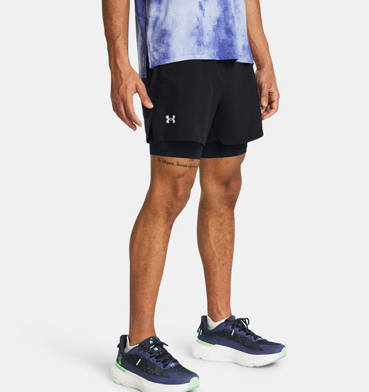 Męskie spodenki do biegania 2w1 z 4-way stretch Under Armour Launch 5'' 2-in-1 Black 1382640-001