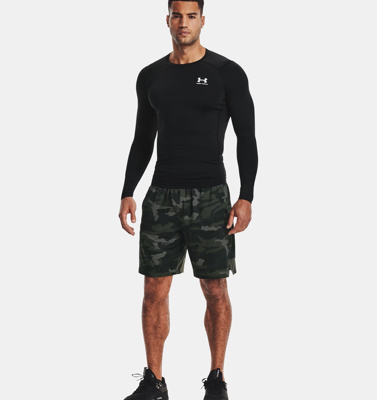 Męska koszulka kompresyjna z HeatGear Under Armour HG ARMOUR COMP LS Black/White 1361524-002