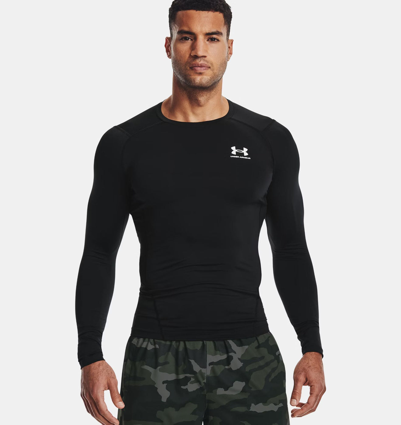 Męska koszulka kompresyjna z HeatGear Under Armour HG ARMOUR COMP LS Black/White 1361524-002