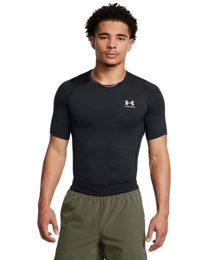 Męska koszulka kompresyjna z HeatGear Under Armour HG ARMOUR COMP SS Black/White 1361518-002