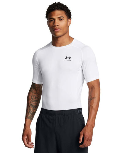 Męska koszulka kompresyjna z HeatGear Under Armour HG ARMOUR COMP SS White/Black 1361518-101